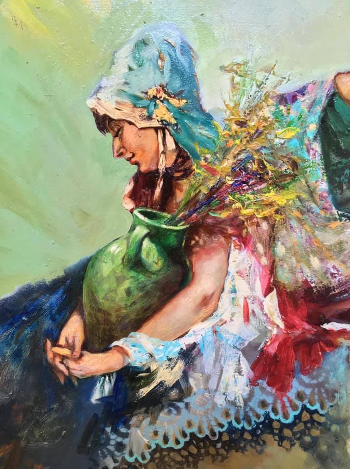 beautiful oil painting woman by gor atabekyan art