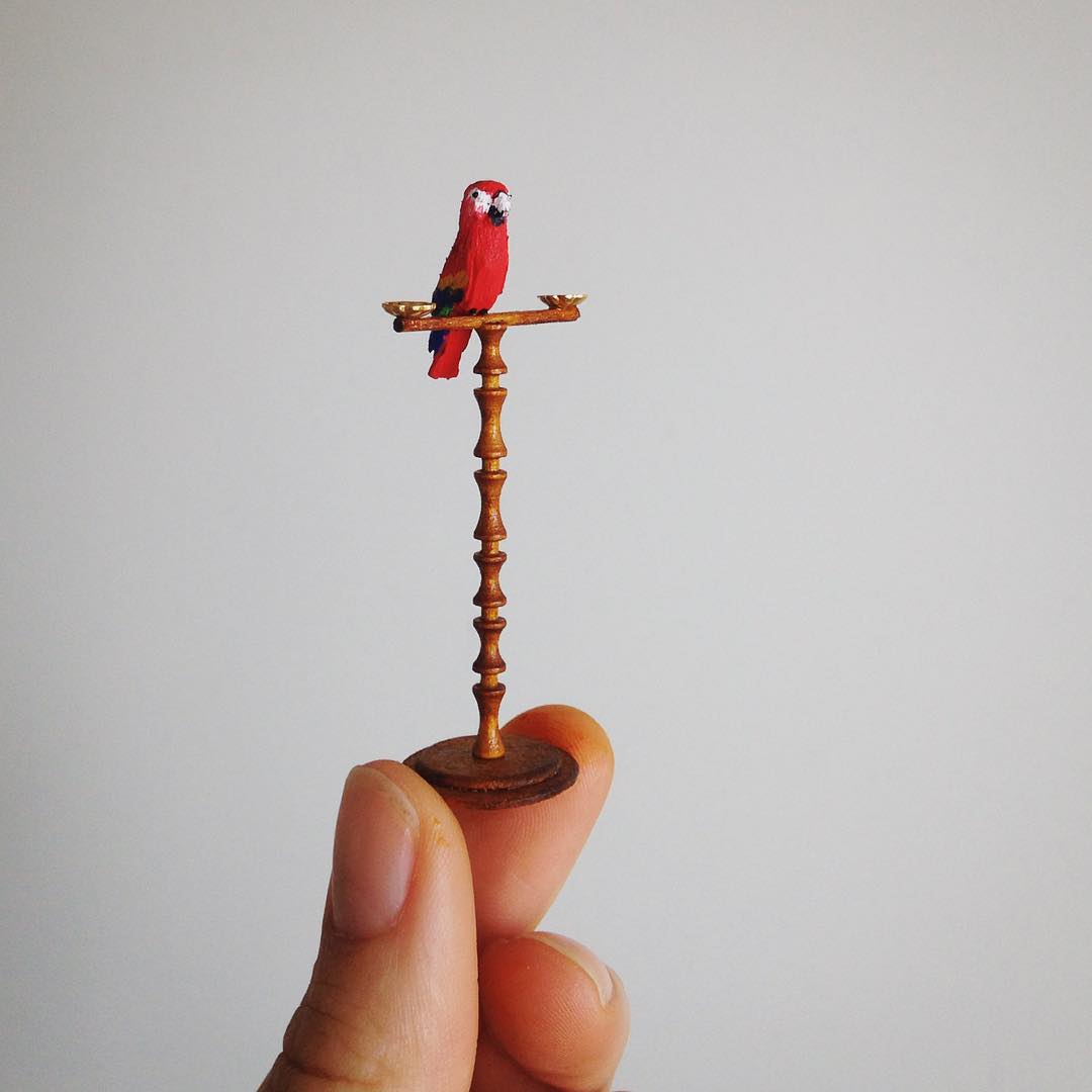 parrot miniature sculptures by emily boutard