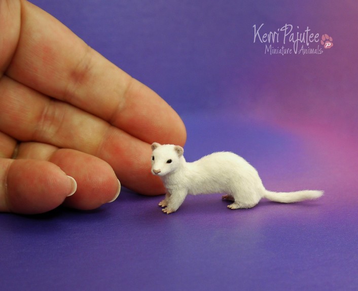 ferret miniature animal sculpture by kerri pajutee