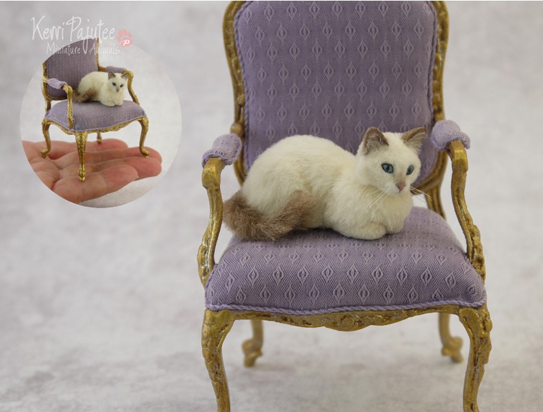 ragdoll cat miniature animal sculpture by kerri pajutee