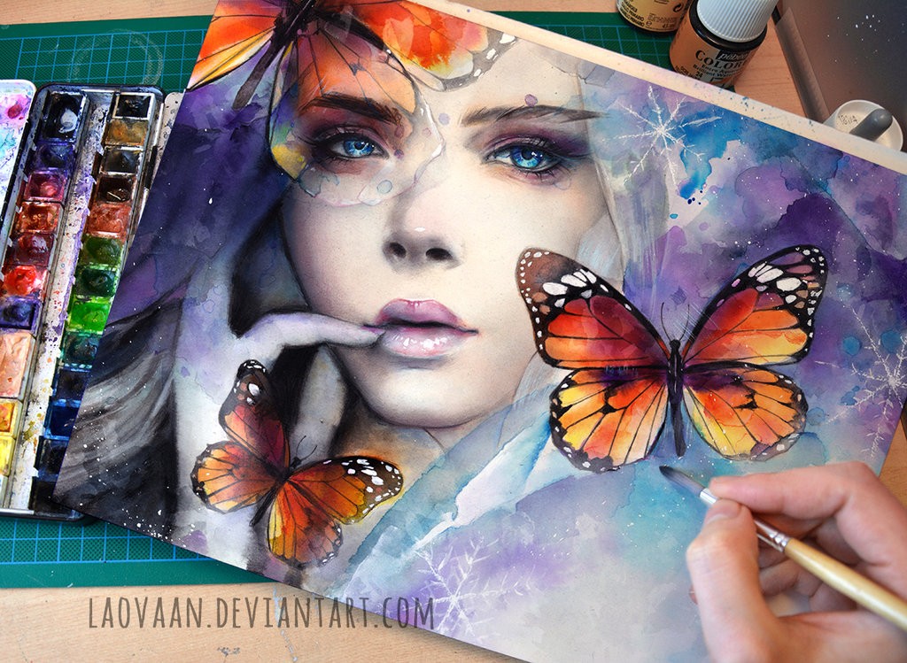 frozen watercolor paintings by laovaan