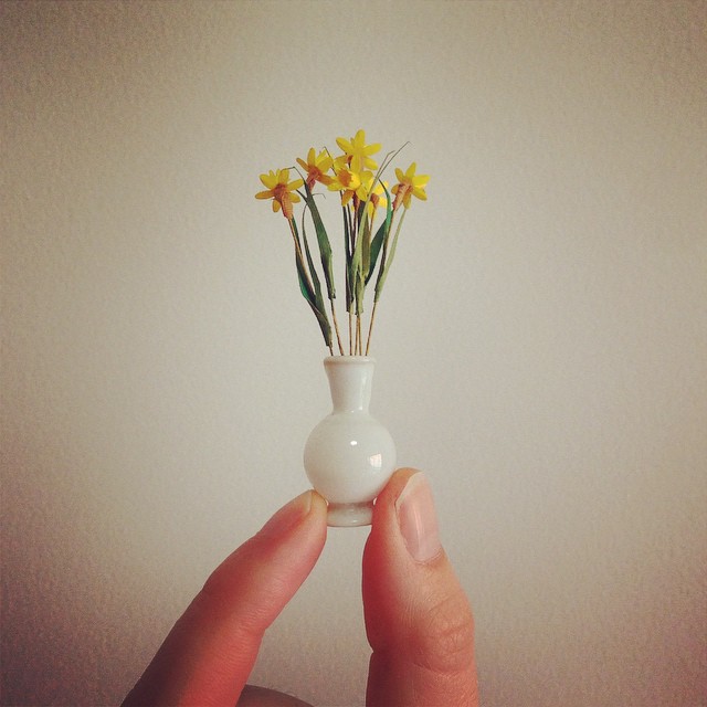 4 flower pot miniature sculptures by emily boutard