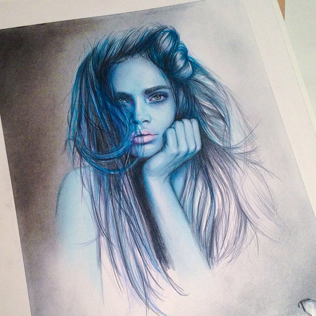woman color pencil drawing by jennifer