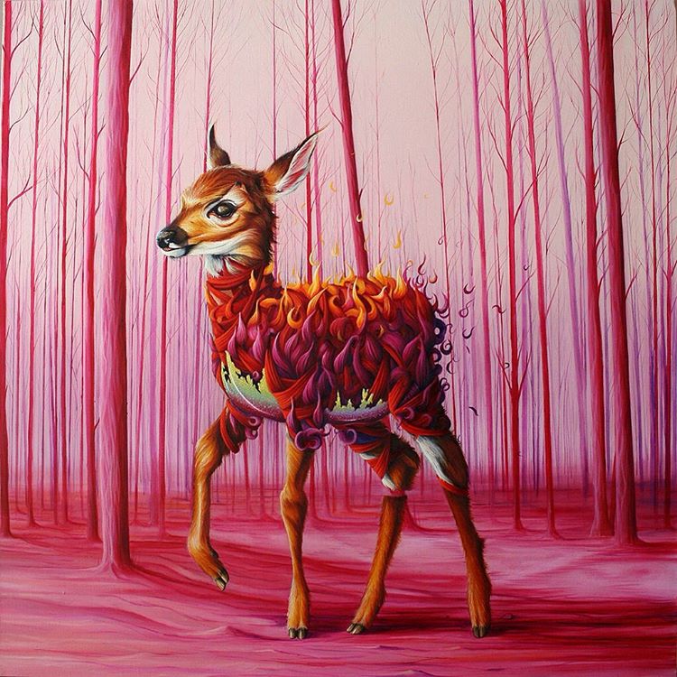 deer animal surreal paintins by ewa ponczuk kuziak