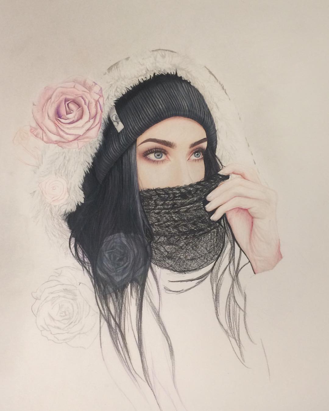 woman color pencil drawing by jennifer
