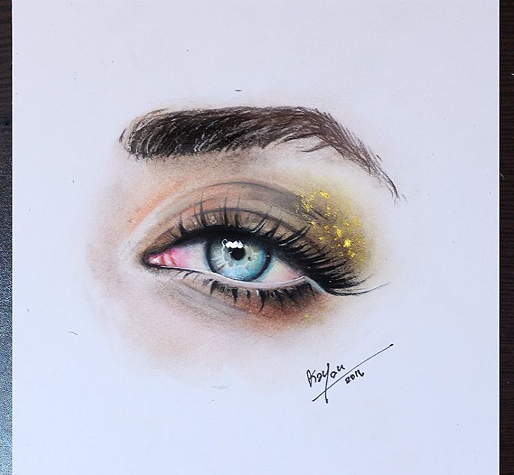 woman eye color pencil drawings by kayan artcisne