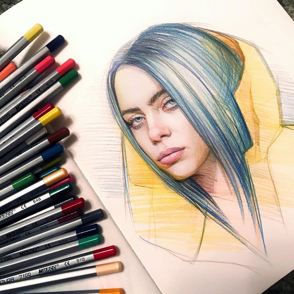 color pencil drawing girl ksenia cherkasova