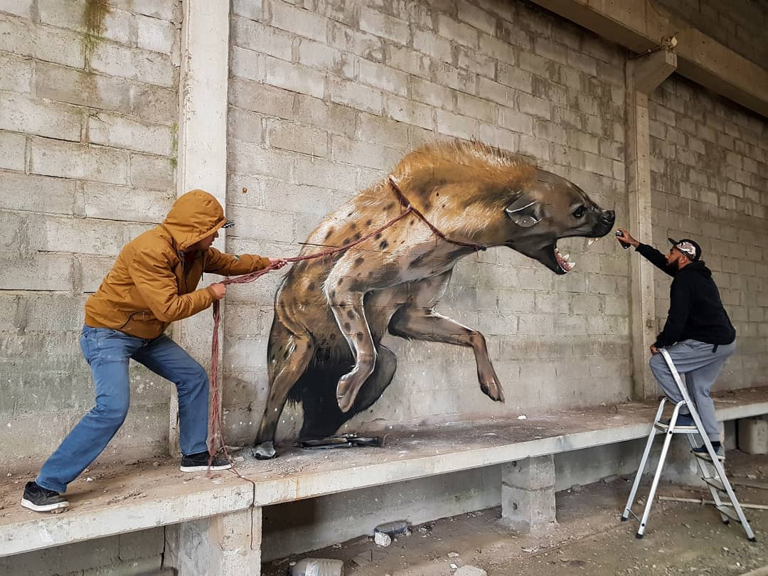 3d wall art mural painting hyena odeith