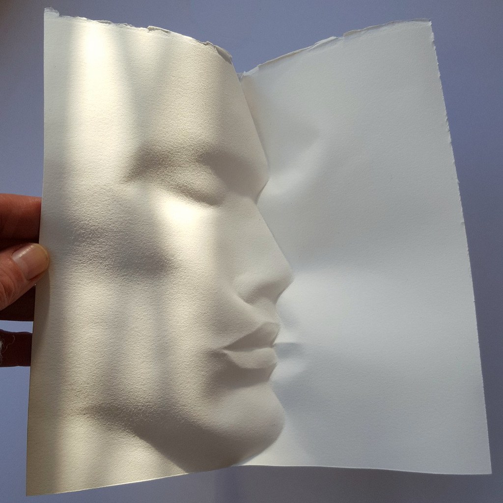 paper sculpture art sleepy face polly verity
