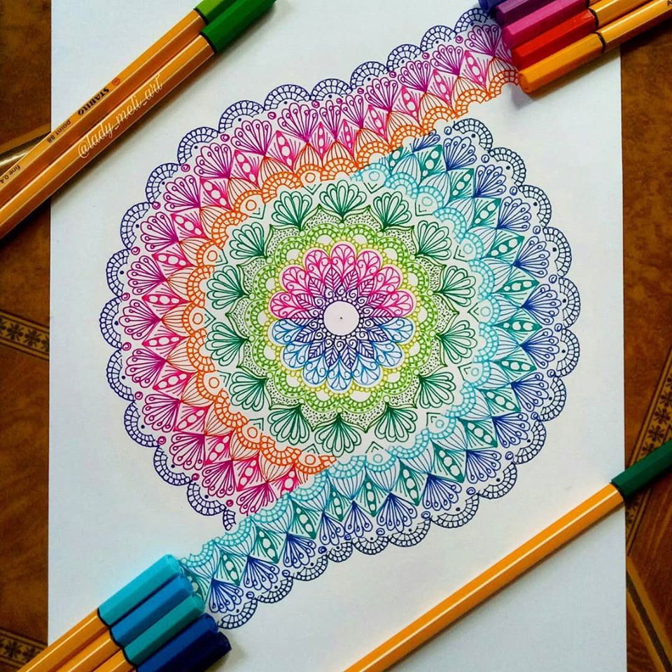 8 doodle art color flower lady meli art