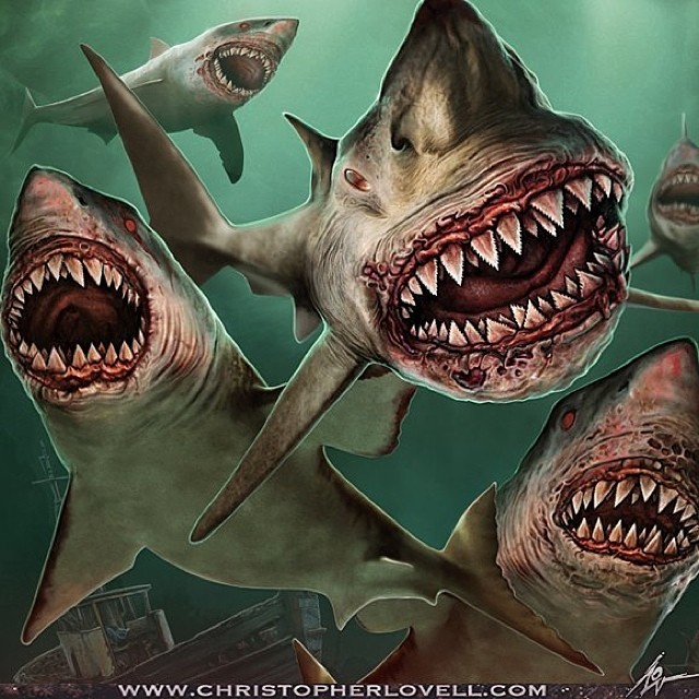 shark surreal artworks by christopher lovell