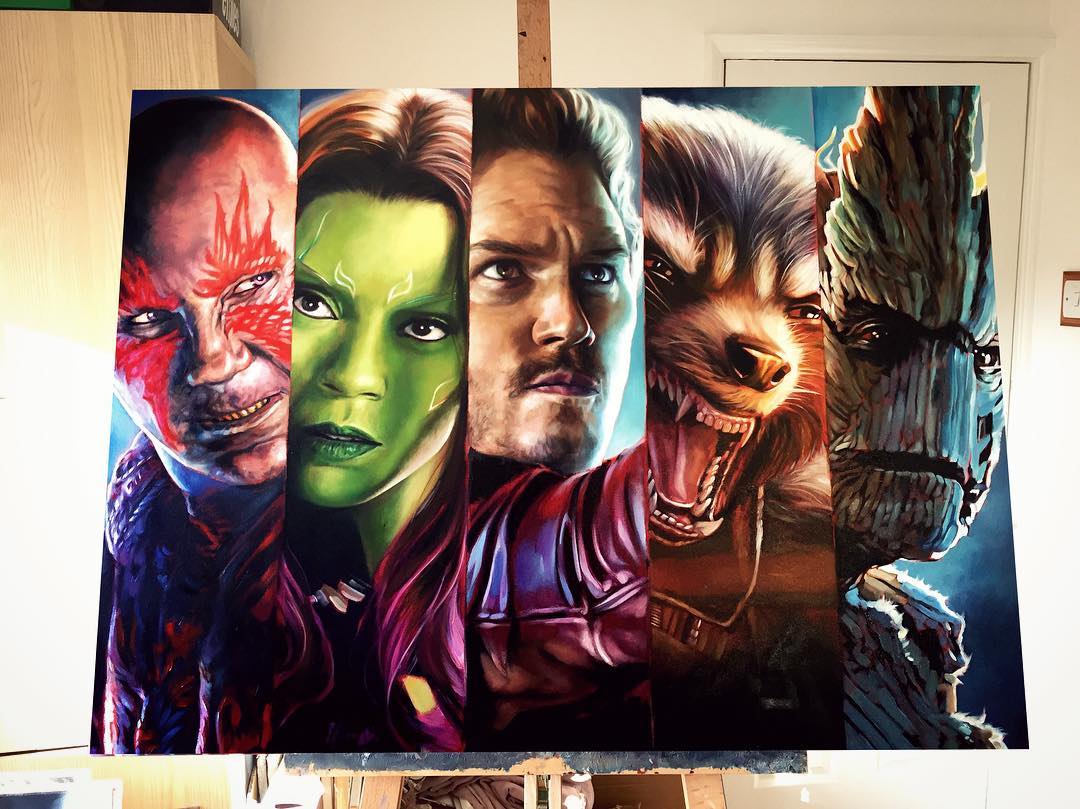 guardians galaxy super heros acrylic paintings by ben jeffery