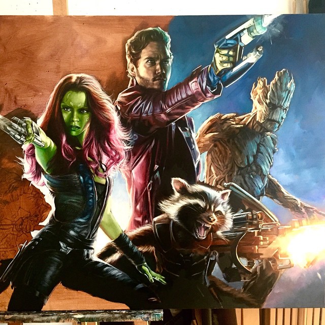 guardians galaxy super heros acrylic paintings by ben jeffery