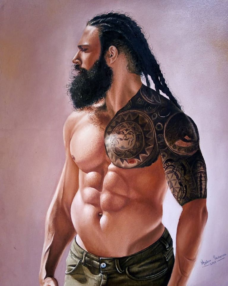 painting portrait tattoo man collins uchenna onyibor