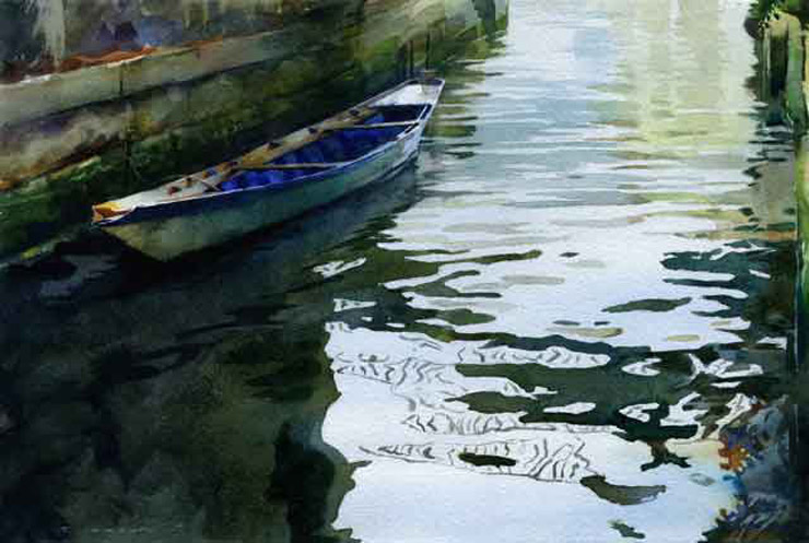 watercolor painting boat by stan miller