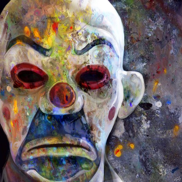 colorful painting clown by nicky barkla