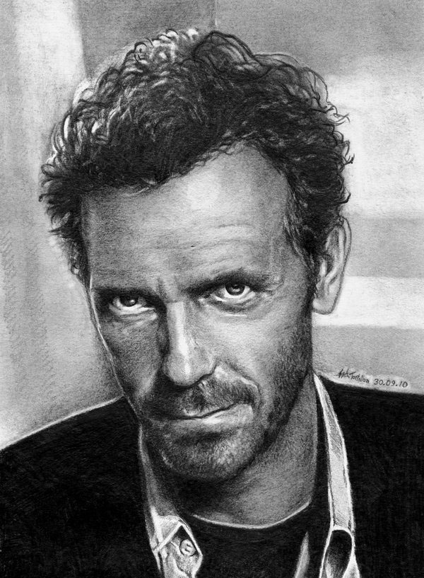 graphite drawing hugh laurie by nick tortillon