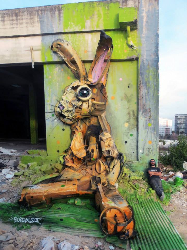 rabbit street art by bordalo
