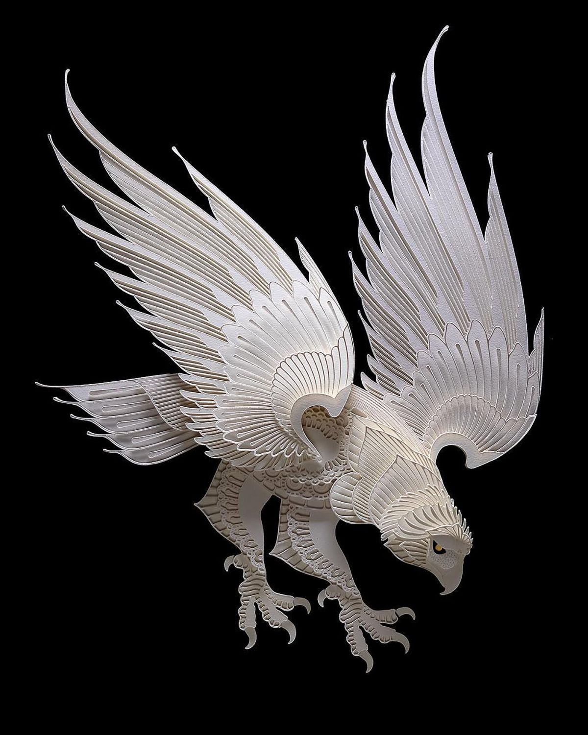 paper sculpture art eagle patrick cabral