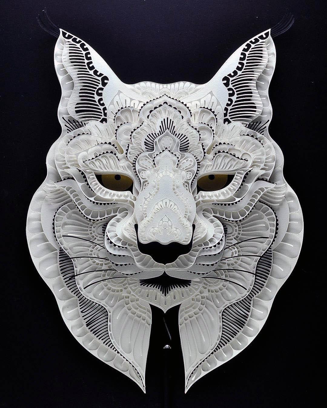 paper sculpture art animal patrick cabral
