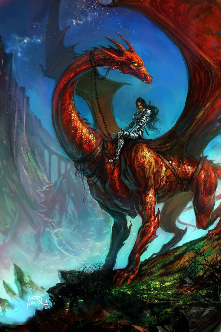 fantasy digital art dragon rider anndr kusuriuri