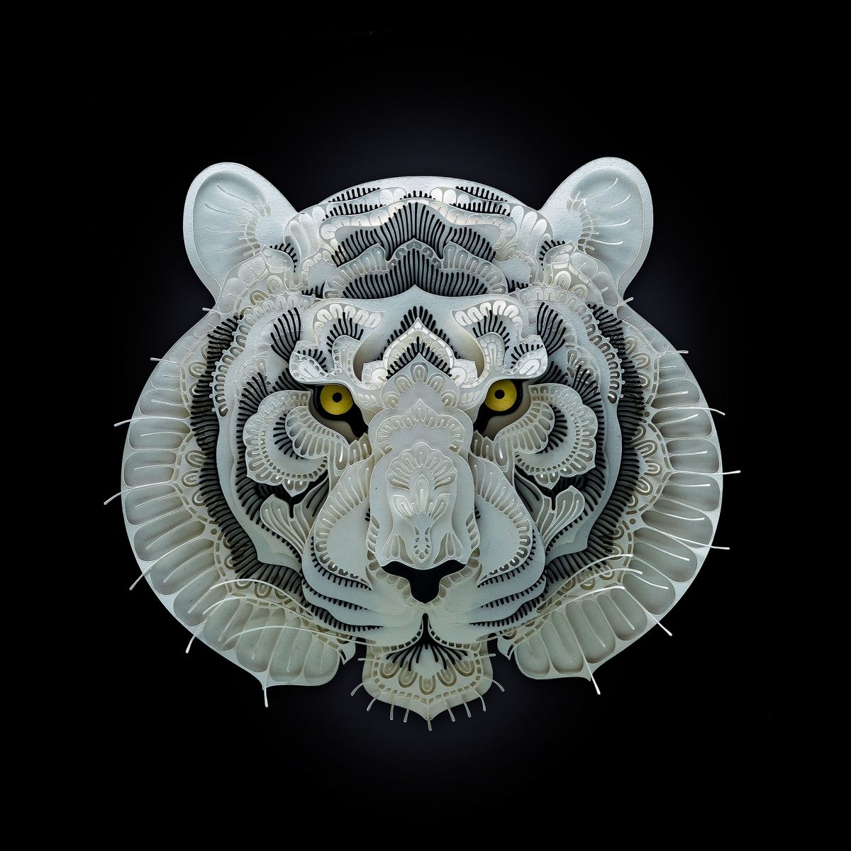 paper sculpture art tiger patrick cabral