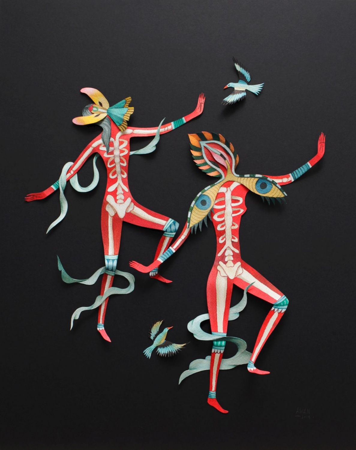 creative artwork dance skeletons andrea wan