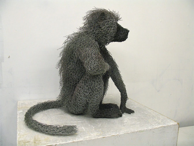 wire sculpture monkey by kendra haste