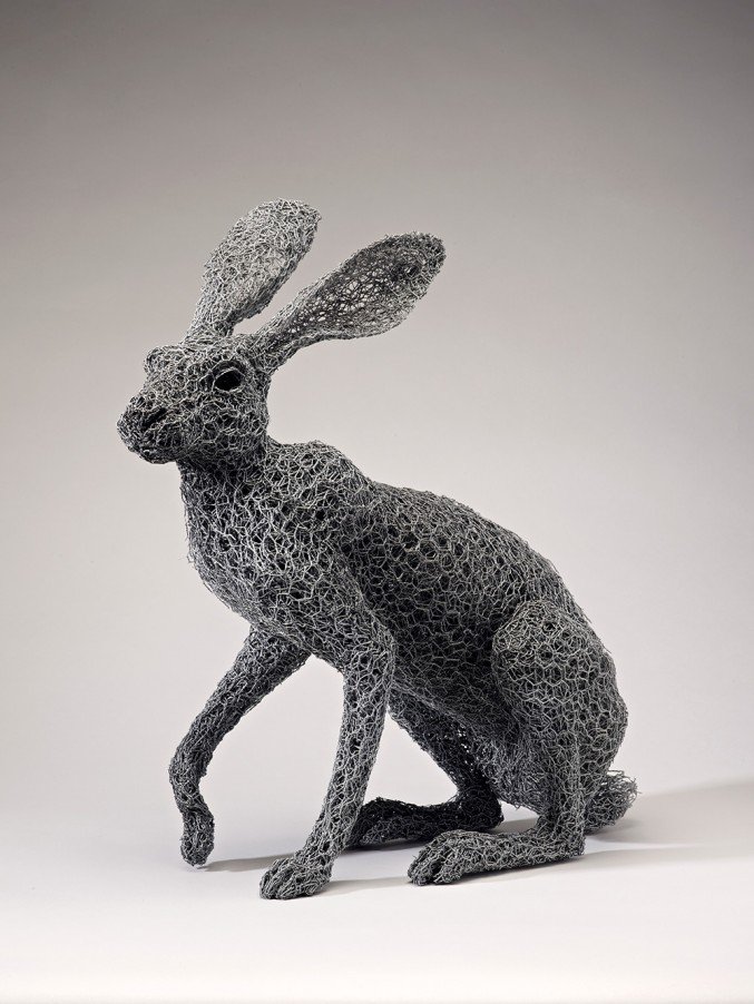 2 wire sculpture rabbit by kendra haste