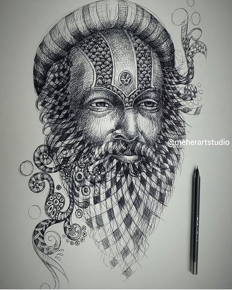 10 creative pen drawing indian old man premraj meher