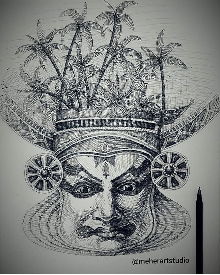 4 creative pen drawing kathakali premraj meher