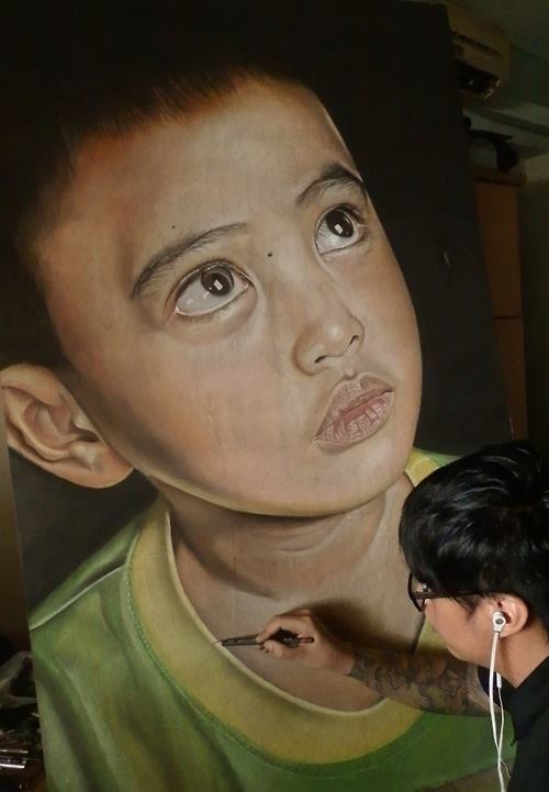 hyper realistic color pencil drawing boy by ivan hoo