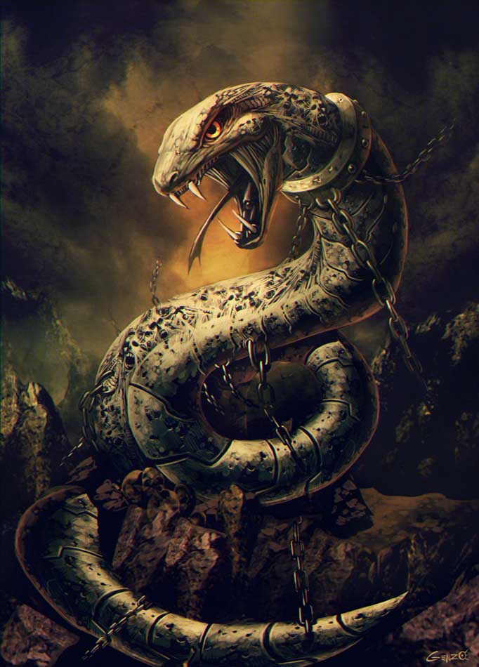 fantasy digital art snake by gonzalo ordonez arias