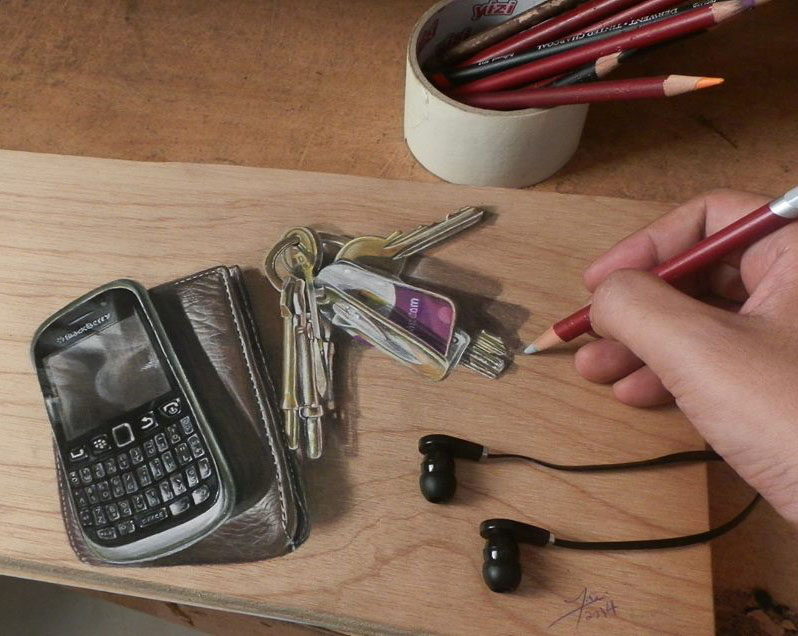 15 hyper realistic color pencil drawing mobile keys by ivan hoo