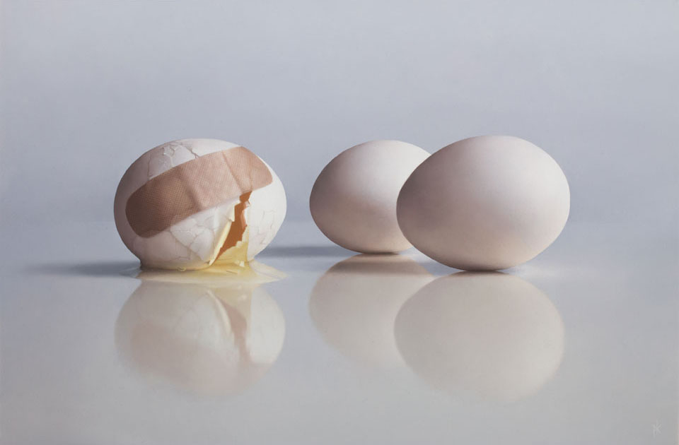 hyper realistic painting egg by patrick kremar
