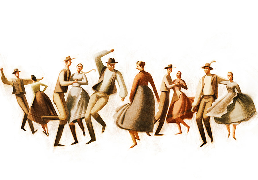 creative artwork illustration folk dancers by sukanto debnath