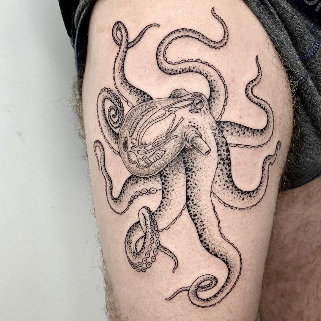 tattoo dot work octopus michele volpi