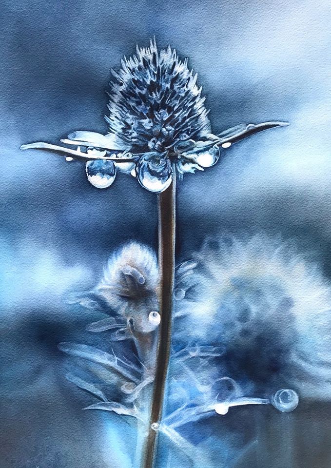 hyper realistic watercolor painting flower by elena van gelder