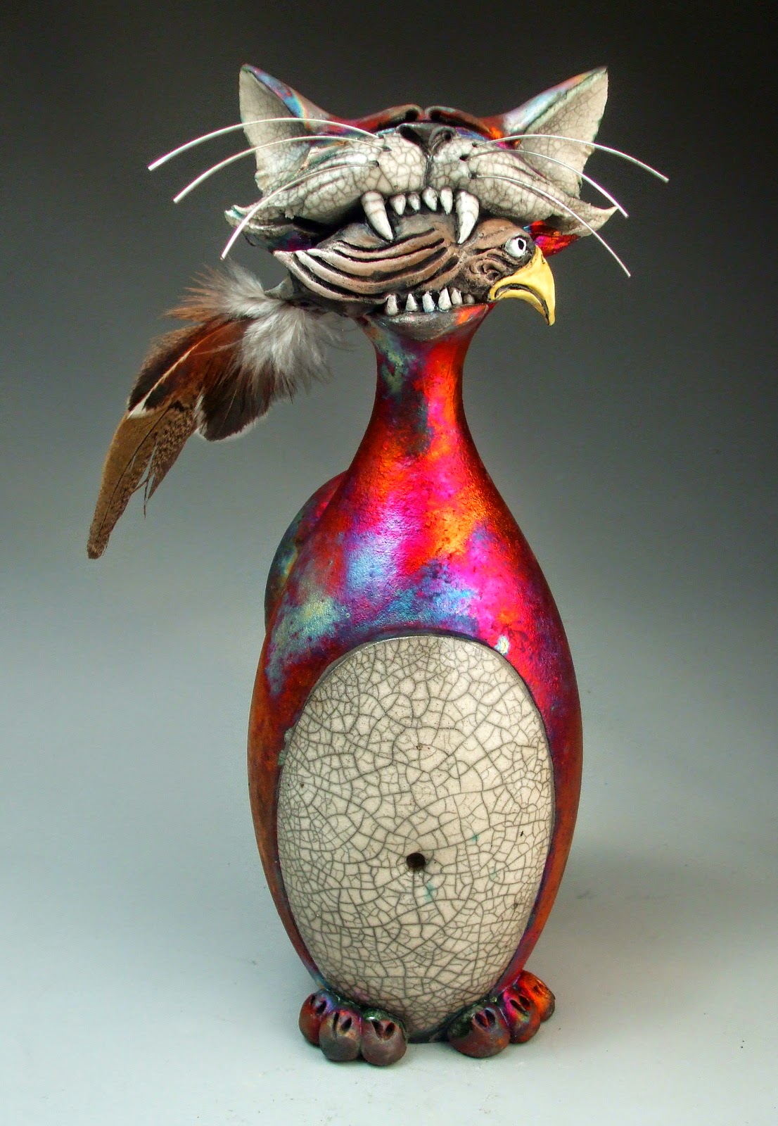1 ceramic sculpture catch bird jug by mitchell grafton