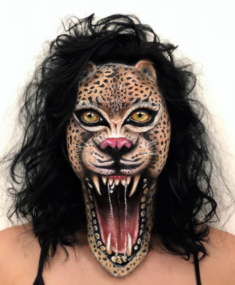 body painting art face cheetah head by mimi choi