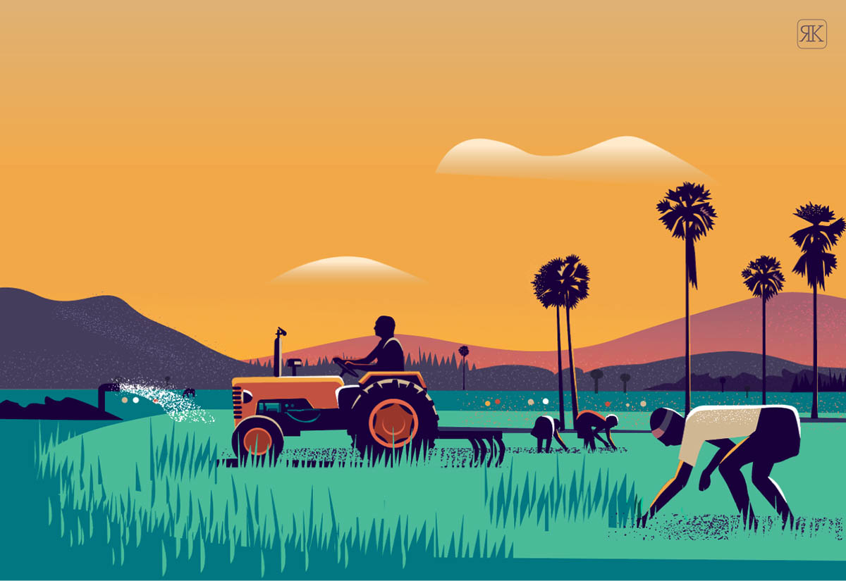 17 digital illustration ploughing by ranganath krishnamani