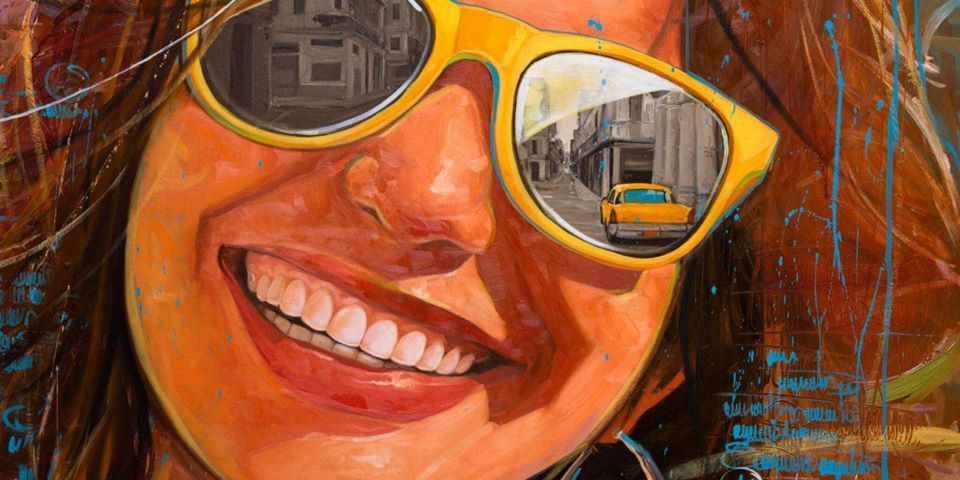 painting smiling woman by yunior hurtado torress