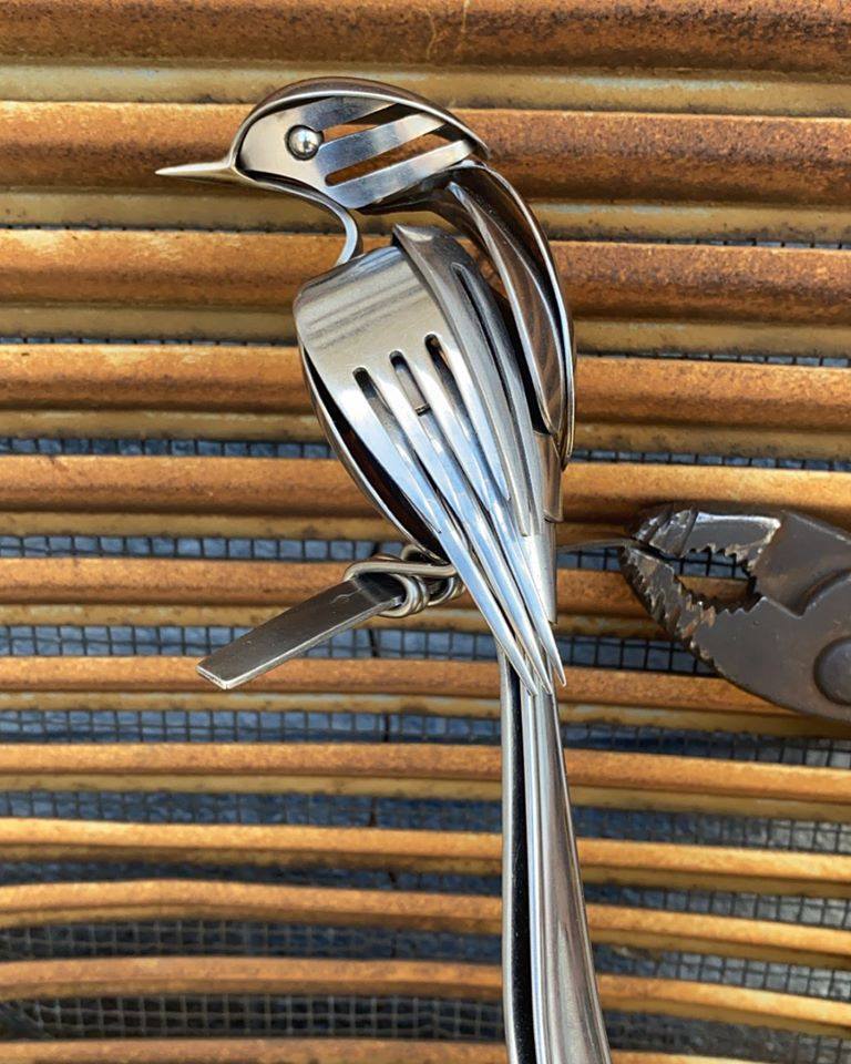 scrap metal sculpture bird by matt wilson