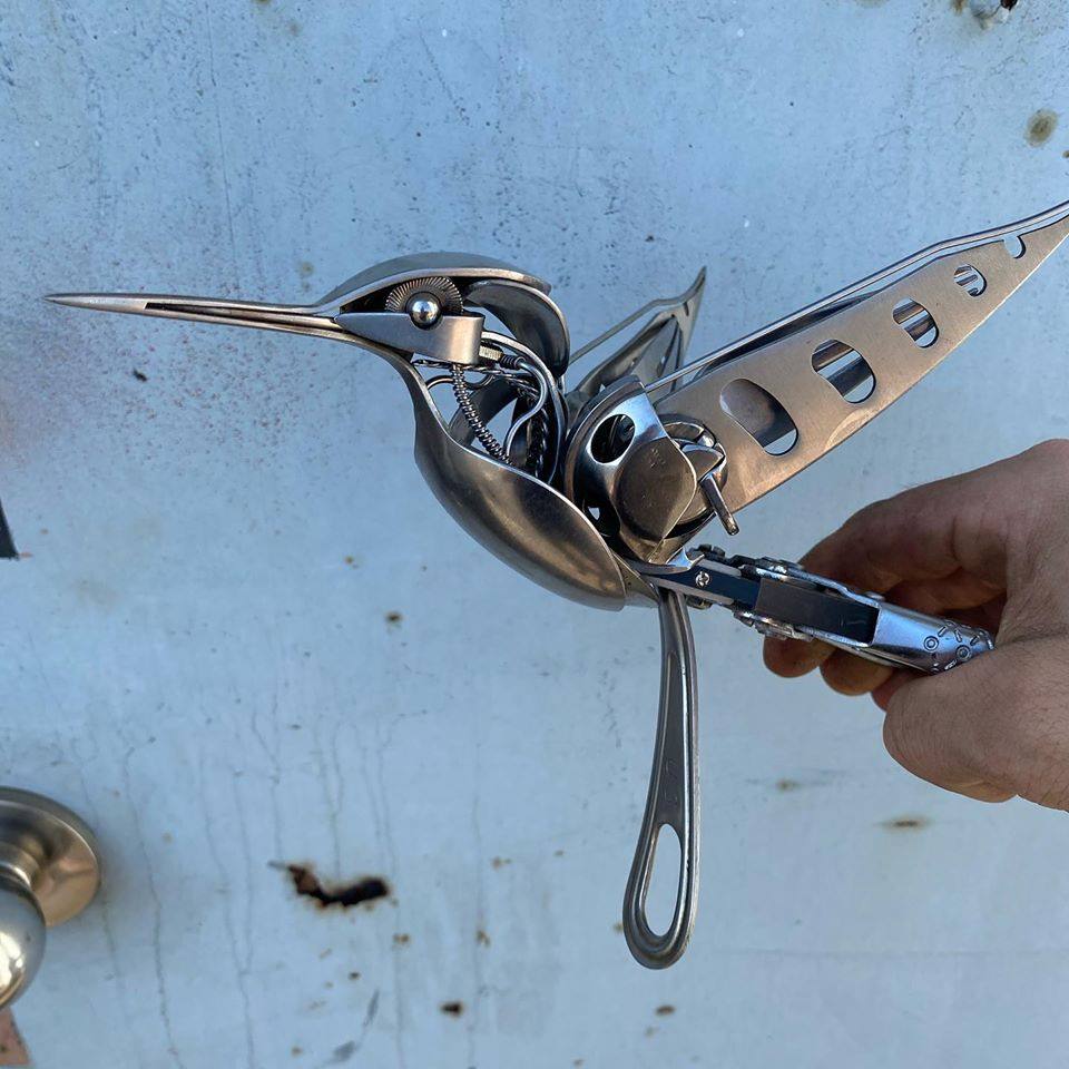 scrap metal sculpture bird humming bird by matt wilson