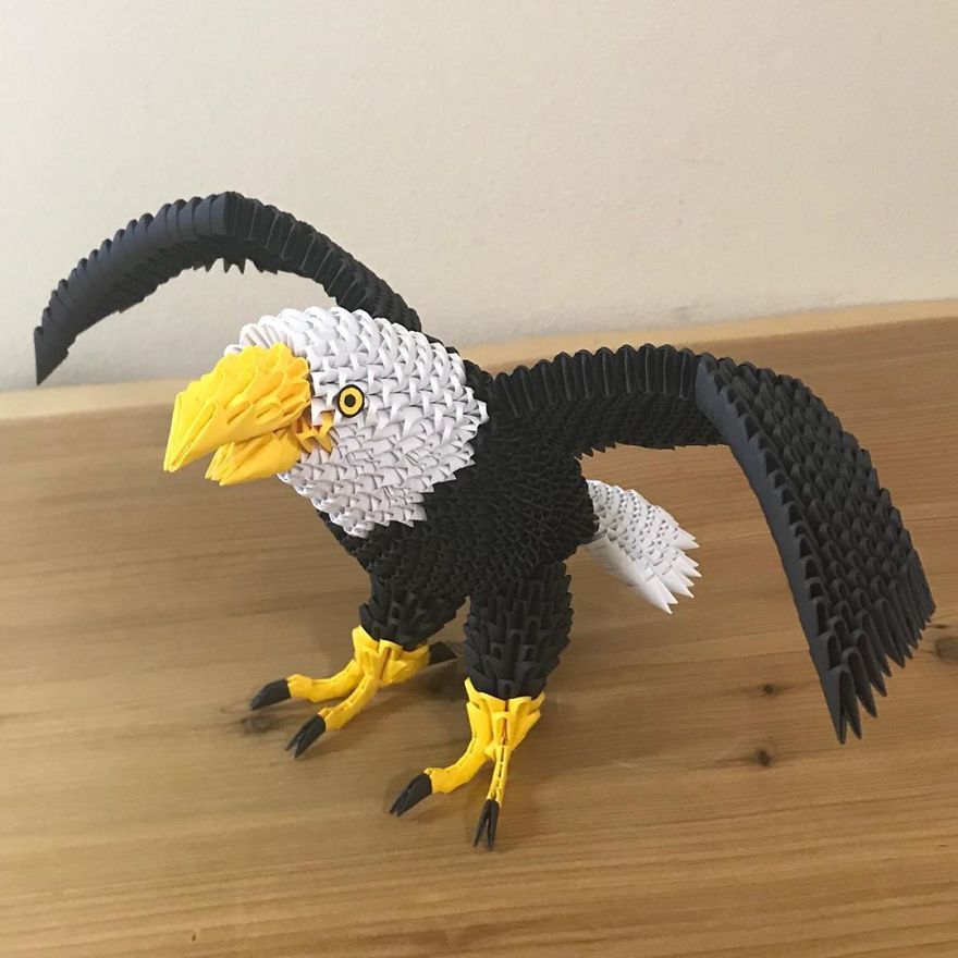 paper animal sculpture eagle by faith chung