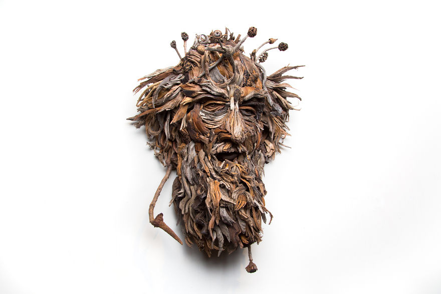 driftwood sculpture face by eyevan tumbleweed
