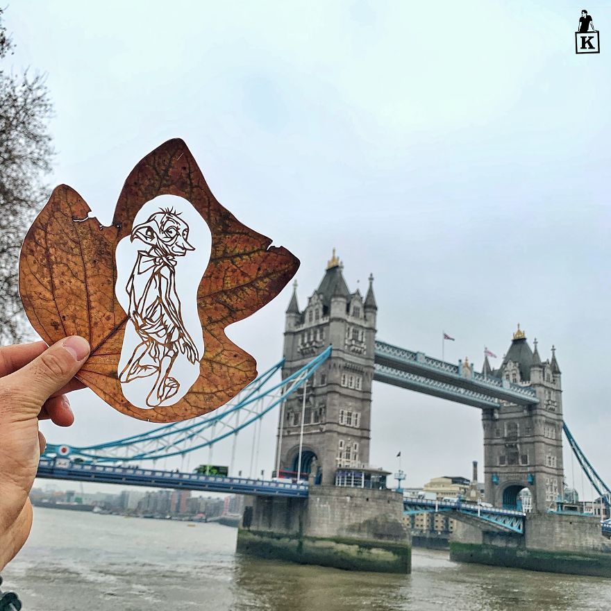 leaf cutout art golem by kanat nurtazin