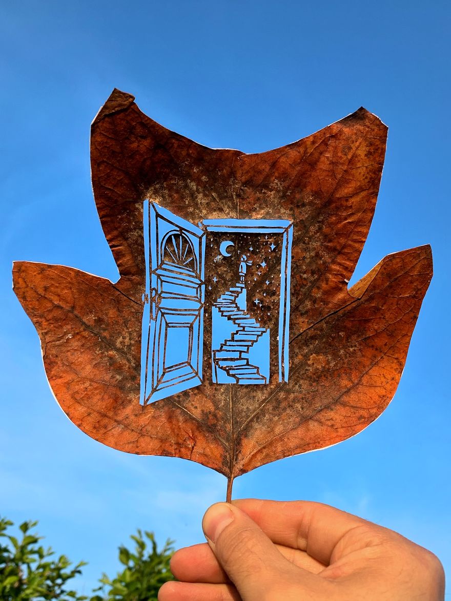 leaf cutout art little prince by kanat nurtazin