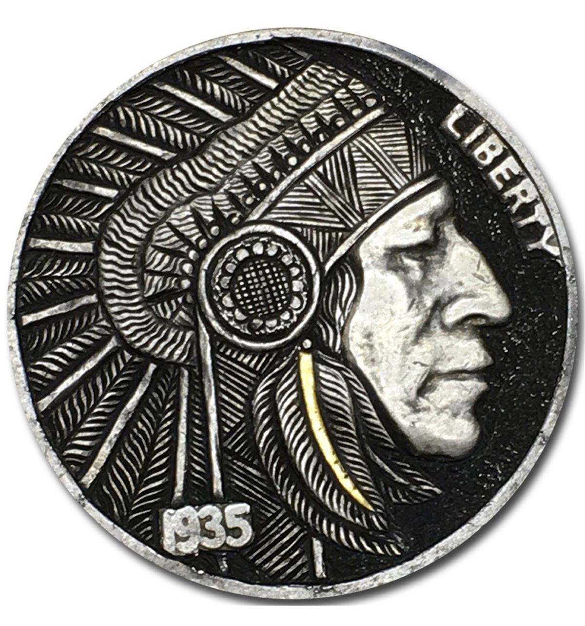 hobo nickel coin sculpture engraving bas relief