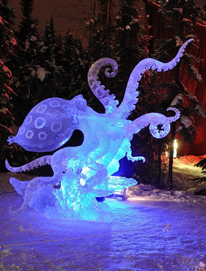 octopus ice sculpture by alaskan